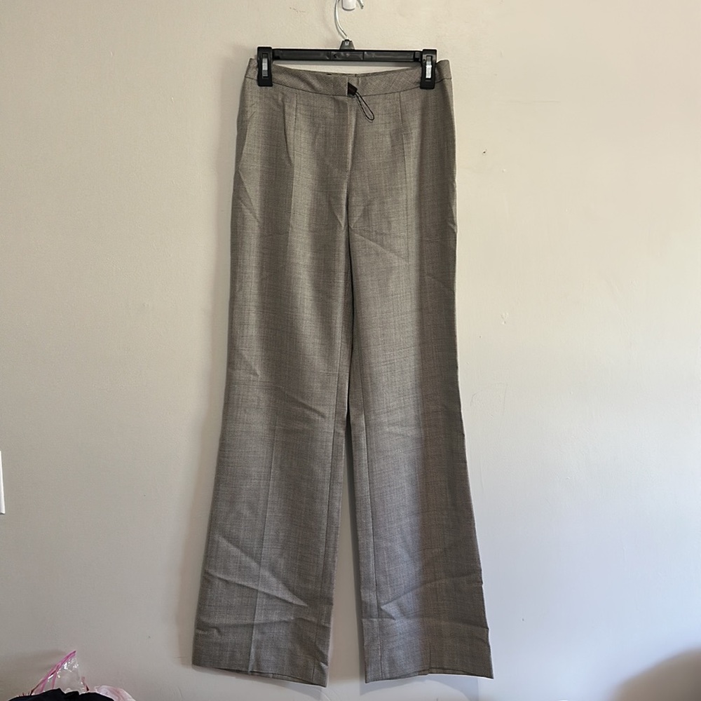 Escada black red pin stripe dress pants silk wool blend